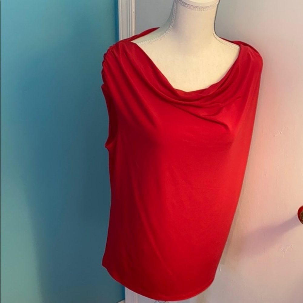 Calvin Klein red cowl neck top